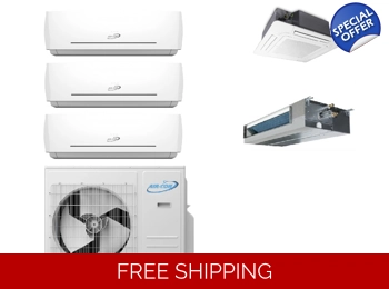 AirCon 3-Zone 22 SEER2 Mini Split Heat Pump (-13°F), E-Star: 12.5 EER/9.05 HSPF (R410a)